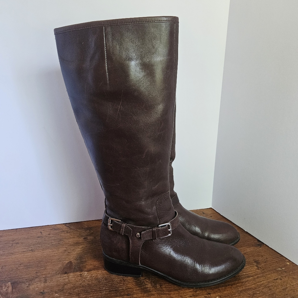 Lauren Ralph Lauren Marion Brown Leather Knee-High Riding Boots Sz. 6.5